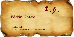 Pádár Jetta névjegykártya